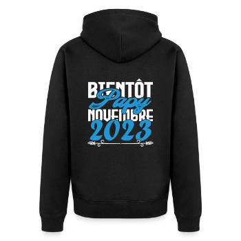 Annonce grossesse bientôt Papy Novembre 2023. Papy - Veste à capuche bio Premium Unisexe - noir - Dos - Nico (187cm)