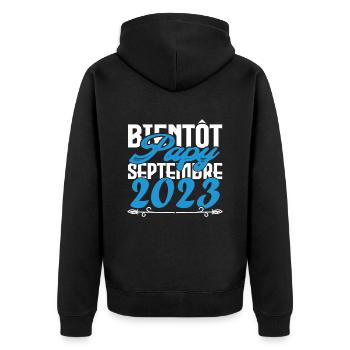 Annonce grossesse. bientôt Papy Septembre 2023. - Veste à capuche bio Premium Unisexe - noir - Dos - Nico (187cm)