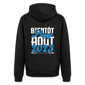 Annonce grossesse bientôt Papy Aout 2023. août. - Veste à capuche bio Premium Unisexe - noir - Dos - Nico (187cm)