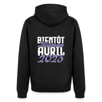 Annonce grossesse. bientôt Maman Avril 2023.maman - Veste à capuche bio Premium Unisexe - noir - Dos - Nico (187cm)