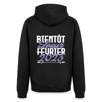 Annonce grossesse. bientôt Sœur Février 2023.soeur - Veste à capuche bio Premium Unisexe - noir - Dos - Nico (187cm)