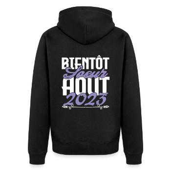 Annonce grossesse. bientôt Sœur Aout 2023.soeur - Veste à capuche bio Premium Unisexe - noir - Dos - Nico (187cm)