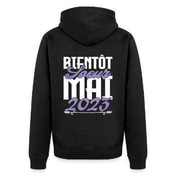 Annonce grossesse. bientôt Sœur Mai 2023.soeur - Veste à capuche bio Premium Unisexe - noir - Dos - Nico (187cm)