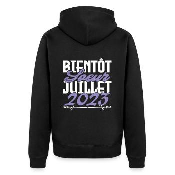 Annonce grossesse. bientôt Sœur Juillet 2023.soeur - Veste à capuche bio Premium Unisexe - noir - Dos - Nico (187cm)