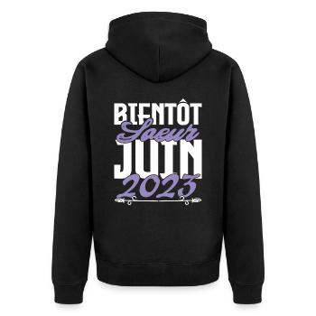 Annonce grossesse. bientôt Sœur Juin 2023.soeur - Veste à capuche bio Premium Unisexe - noir - Dos - Nico (187cm)
