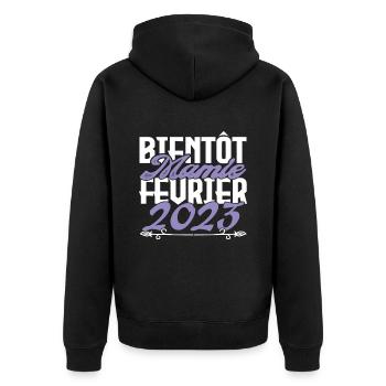 Annonce grossesse. bientôt Mamie Février 2023. - Veste à capuche bio Premium Unisexe - noir - Dos - Nico (187cm)