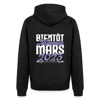 Annonce grossesse. bientôt Mamie Mars 2023. - Veste à capuche bio Premium Unisexe - noir - Dos - Nico (187cm)