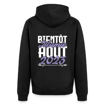 Annonce grossesse. bientôt Mamie Aout 2023. août. - Veste à capuche bio Premium Unisexe - noir - Dos - Nico (187cm)