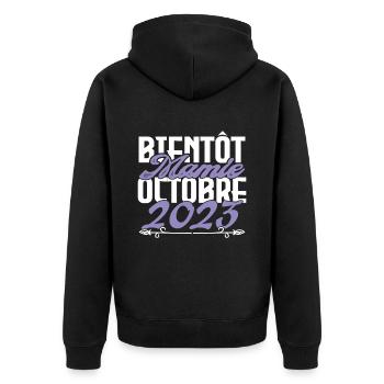 Annonce grossesse. bientôt Mamie Octobre 2023. - Veste à capuche bio Premium Unisexe - noir - Dos - Nico (187cm)