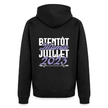 Annonce grossesse. bientôt Mamie Juillet 2023. - Veste à capuche bio Premium Unisexe - noir - Dos - Nico (187cm)