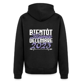 Annonce grossesse. bientôt Mamie Décembre 2023. - Veste à capuche bio Premium Unisexe - noir - Dos - Nico (187cm)