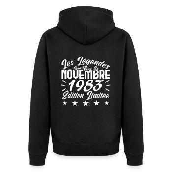 Les Légendes sont Nées En Novembre 1983 Cadeau. - Veste à capuche bio Premium Unisexe - noir - Dos - Nico (187cm)
