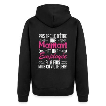 pas facile d'être une maman et une Employée - Veste à capuche bio Premium Unisexe - noir - Dos - Nico (187cm)