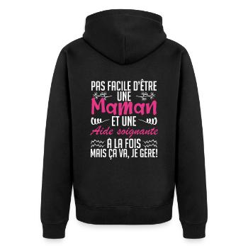 pas facile d'être une maman et une Aide soignante. - Veste à capuche bio Premium Unisexe - noir - Dos - Nico (187cm)