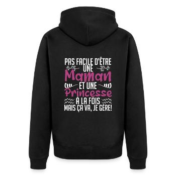 pas facile d'être une maman et une Princesse. - Veste à capuche bio Premium Unisexe - noir - Dos - Nico (187cm)