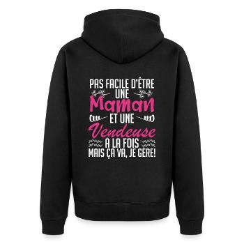 pas facile d'être une maman et une Vendeuse. - Veste à capuche bio Premium Unisexe - noir - Dos - Nico (187cm)