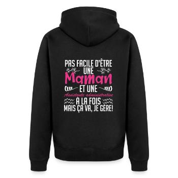 d'être une maman et une Assistante administrative. - Veste à capuche bio Premium Unisexe - noir - Dos - Nico (187cm)