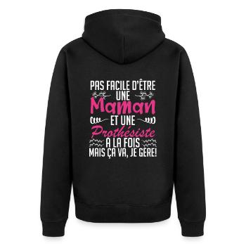 pas facile d'être une maman et une Prothésiste. - Veste à capuche bio Premium Unisexe - noir - Dos - Nico (187cm)