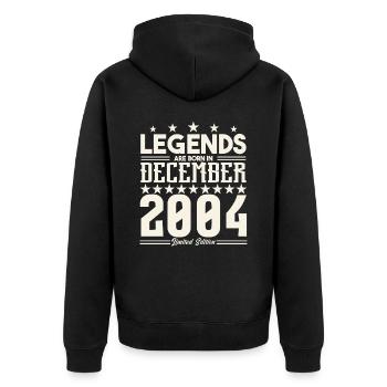 Legenden werden im Dezember 2004 geboren.Geschenkjubiläum - Unisex Premium Bio Zip Hoodie - Schwarz - Hinten - Nico (187cm)