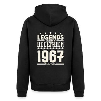 Legenden werden im Dezember 1967 geboren.Geschenkjubiläum - Unisex Premium Bio Zip Hoodie - Schwarz - Hinten - Nico (187cm)