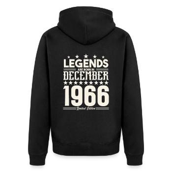 Legends Are Born In December 1966.Gift anniversary - Unisex Premium Organic Zip Hoodie - black - Back - Nico (187cm)