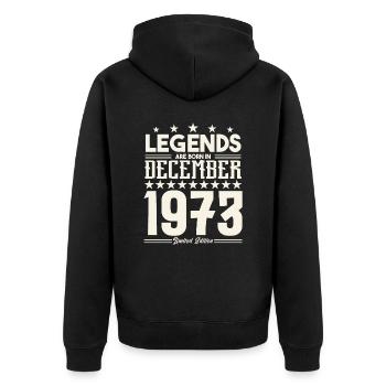 Legends Are Born In December 1973.Gift anniversary - Veste à capuche bio Premium Unisexe - noir - Dos - Nico (187cm)