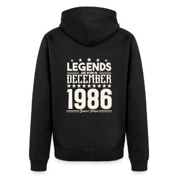 Legends Are Born In December 1986.Gift anniversary - Veste à capuche bio Premium Unisexe - noir - Dos - Nico (187cm)