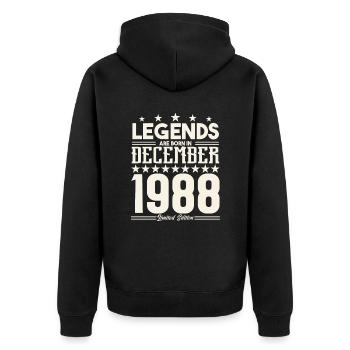 Legends Are Born In December 1988.Gift anniversary - Veste à capuche bio Premium Unisexe - noir - Dos - Nico (187cm)