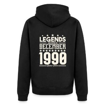Legenden werden im Dezember 1990 geboren.Geschenkjubiläum - Unisex Premium Bio Zip Hoodie - Schwarz - Hinten - Nico (187cm)