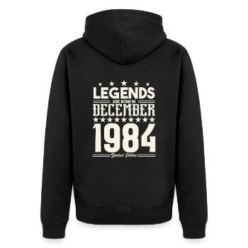 Legenden werden im Dezember 1984 geboren.Geschenkjubiläum - Unisex Premium Bio Zip Hoodie - Schwarz - Hinten - Nico (187cm)