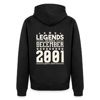 Legenden werden im Dezember 2001 geboren.Geschenkjubiläum - Unisex Premium Bio Zip Hoodie - Schwarz - Hinten - Nico (187cm)