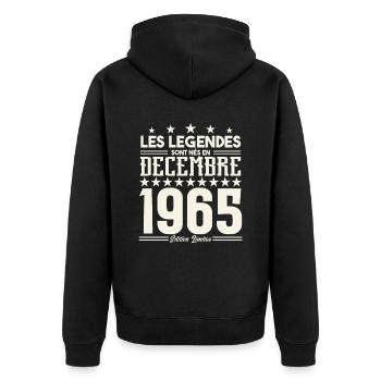 Les Légendes Sont Nés En Décembre 1965, Cadeau. - Veste à capuche bio Premium Unisexe - noir - Dos - Nico (187cm)