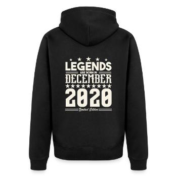 Legenden werden im Dezember 2020 geboren.Geschenkjubiläum - Unisex Premium Bio Zip Hoodie - Schwarz - Hinten - Nico (187cm)