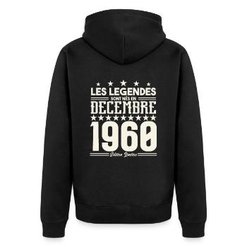 Les Légendes Sont Nés En Décembre 1960, Cadeau. - Veste à capuche bio Premium Unisexe - noir - Dos - Nico (187cm)