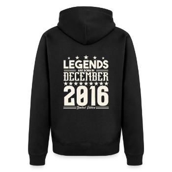 Legenden werden im Dezember 2016 geboren.Geschenkjubiläum - Unisex Premium Bio Zip Hoodie - Schwarz - Hinten - Nico (187cm)