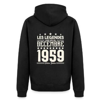 Les Légendes Sont Nés En Décembre 1959, Cadeau. - Veste à capuche bio Premium Unisexe - noir - Dos - Nico (187cm)