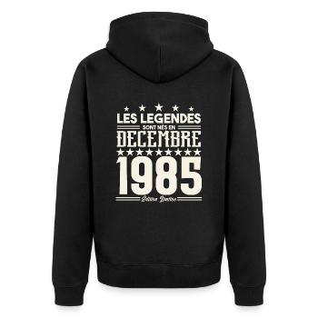 Les Légendes Sont Nés En Décembre 1985, Cadeau. - Veste à capuche bio Premium Unisexe - noir - Dos - Nico (187cm)