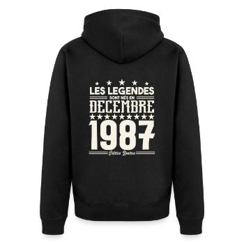 Les Légendes Sont Nés En Décembre 1987, Cadeau. - Veste à capuche bio Premium Unisexe - noir - Dos - Nico (187cm)