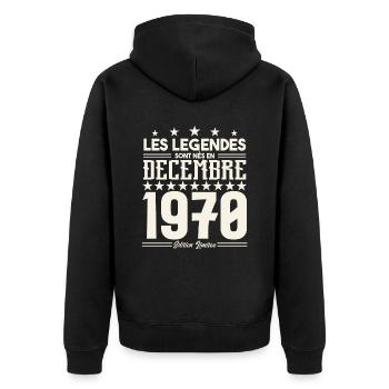Les Légendes Sont Nés En Décembre 1970, Cadeau. - Veste à capuche bio Premium Unisexe - noir - Dos - Nico (187cm)
