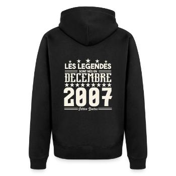 Les Légendes Sont Nés En Décembre 2007, Cadeau. - Veste à capuche bio Premium Unisexe - noir - Dos - Nico (187cm)