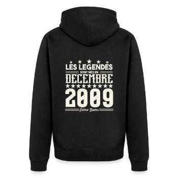 Les Légendes Sont Nés En Décembre 2009, Cadeau. - Veste à capuche bio Premium Unisexe - noir - Dos - Nico (187cm)