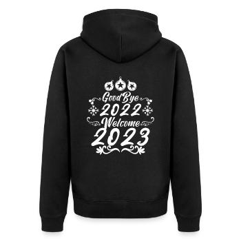 au revoir 2022 bienvenue 2023 cadeau bonne année. - Veste à capuche bio Premium Unisexe - noir - Dos - Nico (187cm)