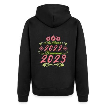 au revoir 2022 bienvenue 2023 cadeau bonne année. - Veste à capuche bio Premium Unisexe - noir - Dos - Nico (187cm)