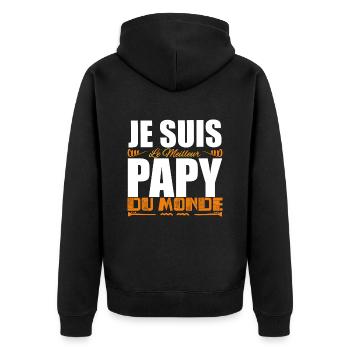 Je Suis Le Meilleur Papy Du Monde Idée Cadeau papy - Veste à capuche bio Premium Unisexe - noir - Dos - Nico (187cm)