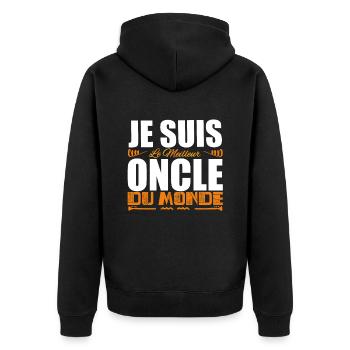 Je Suis Le Meilleur Oncle Du Monde, Cadeau oncle. - Veste à capuche bio Premium Unisexe - noir - Dos - Nico (187cm)