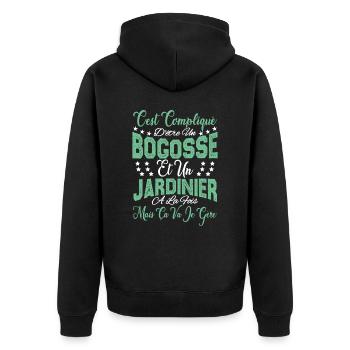 c'est compliqué d'être un Bogosse et un Jardinier. - Veste à capuche bio Premium Unisexe - noir - Dos - Nico (187cm)