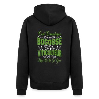 c'est compliqué être un Bogosse et un Viticulteur. - Veste à capuche bio Premium Unisexe - noir - Dos - Nico (187cm)