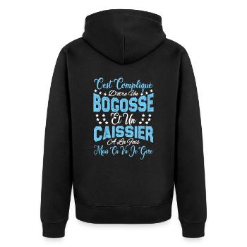 c'est compliqué d'être un Bogosse et un Caissier. - Veste à capuche bio Premium Unisexe - noir - Dos - Nico (187cm)