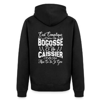 c'est compliqué d'être un Bogosse et un Caissier. - Veste à capuche bio Premium Unisexe - noir - Dos - Nico (187cm)