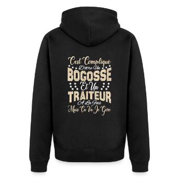 c'est compliqué d'être un Bogosse et un Traiteur. - Veste à capuche bio Premium Unisexe - noir - Dos - Nico (187cm)
